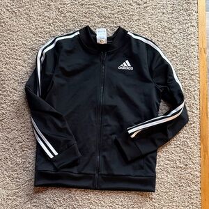 adidas Black Track Jacket with White Stripes and Logo